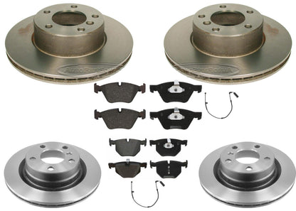 Front & Rear Carbon Coated Rotors & EPS Brake Pads For BMW 325i 325xi 2006