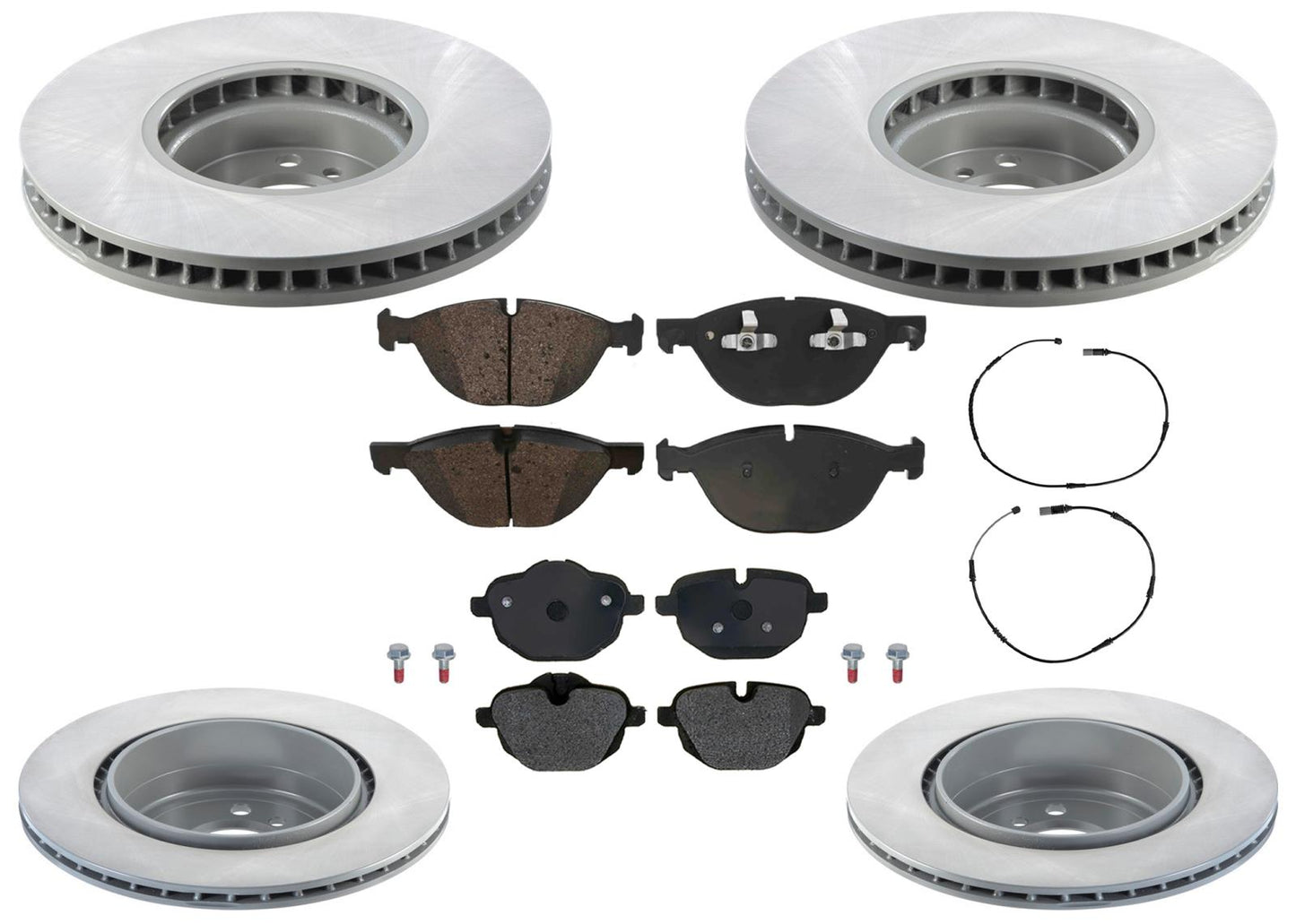 Front & Rear GEO Coated Rotors & EPS Brake Pads For BMW 528i 2012-2013