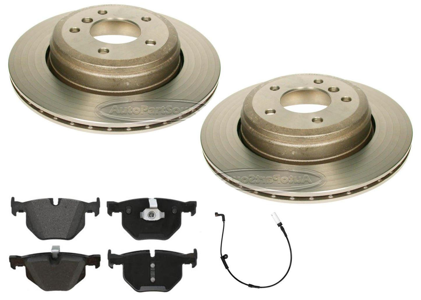 Rear Carbon Coated Rotors EPS Brake Pads & Sensor For BMW 525i 2004 2005 2007