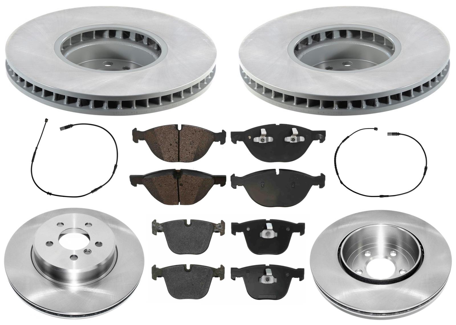 Front & Rear Geo Coated Rotors & EPS Brake Pads For BMW 535 GT 2010 2011 2017
