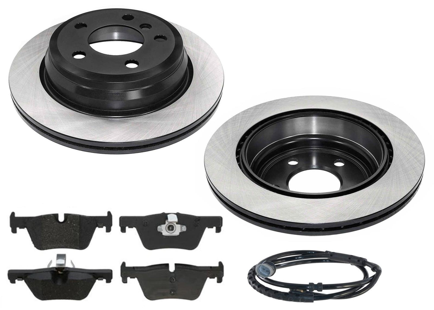 Rear Carbon Coated Rotors EPS Brake Pads & Sensor For BMW 320i xDrive 2013-2018