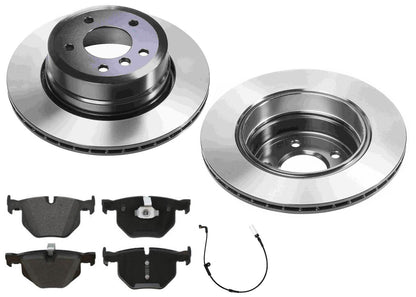 Rear Carbon Coated Rotors EPS Brake Pads & Sensor For BMW 525XI 530XI 2006 2007