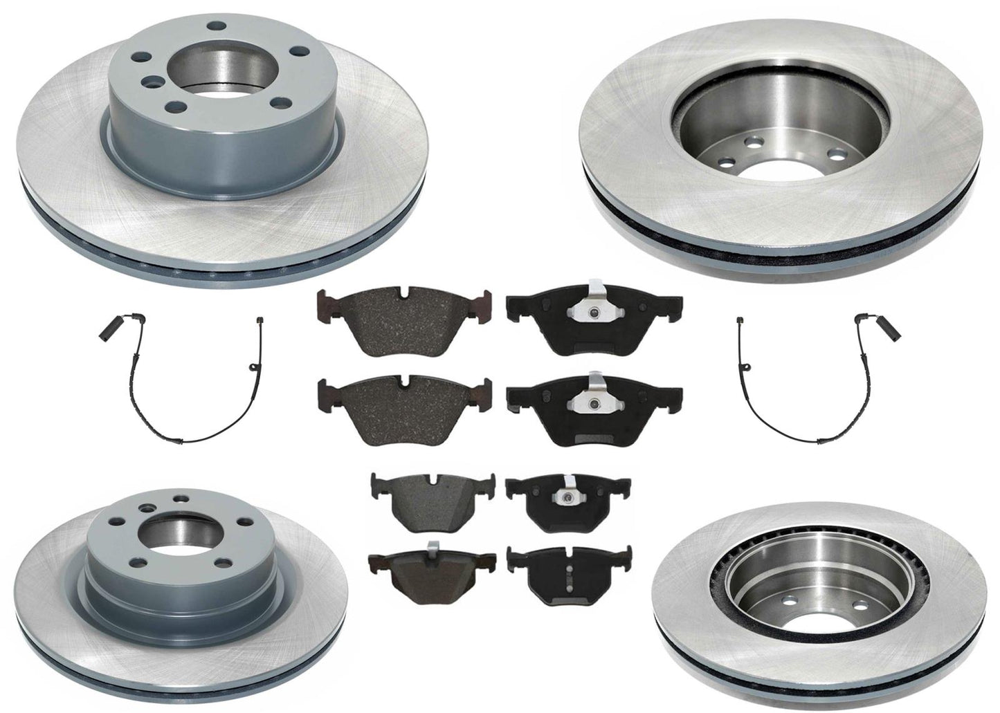 Front & Rear GEO Coated Rotors & EPS Brake Pads For BMW 325i 325xi 2006