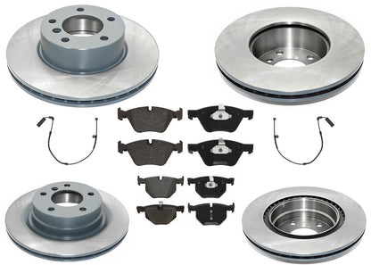 Front & Rear GEO Coated Rotors & EPS Brake Pads For BMW 325i 325xi 2006
