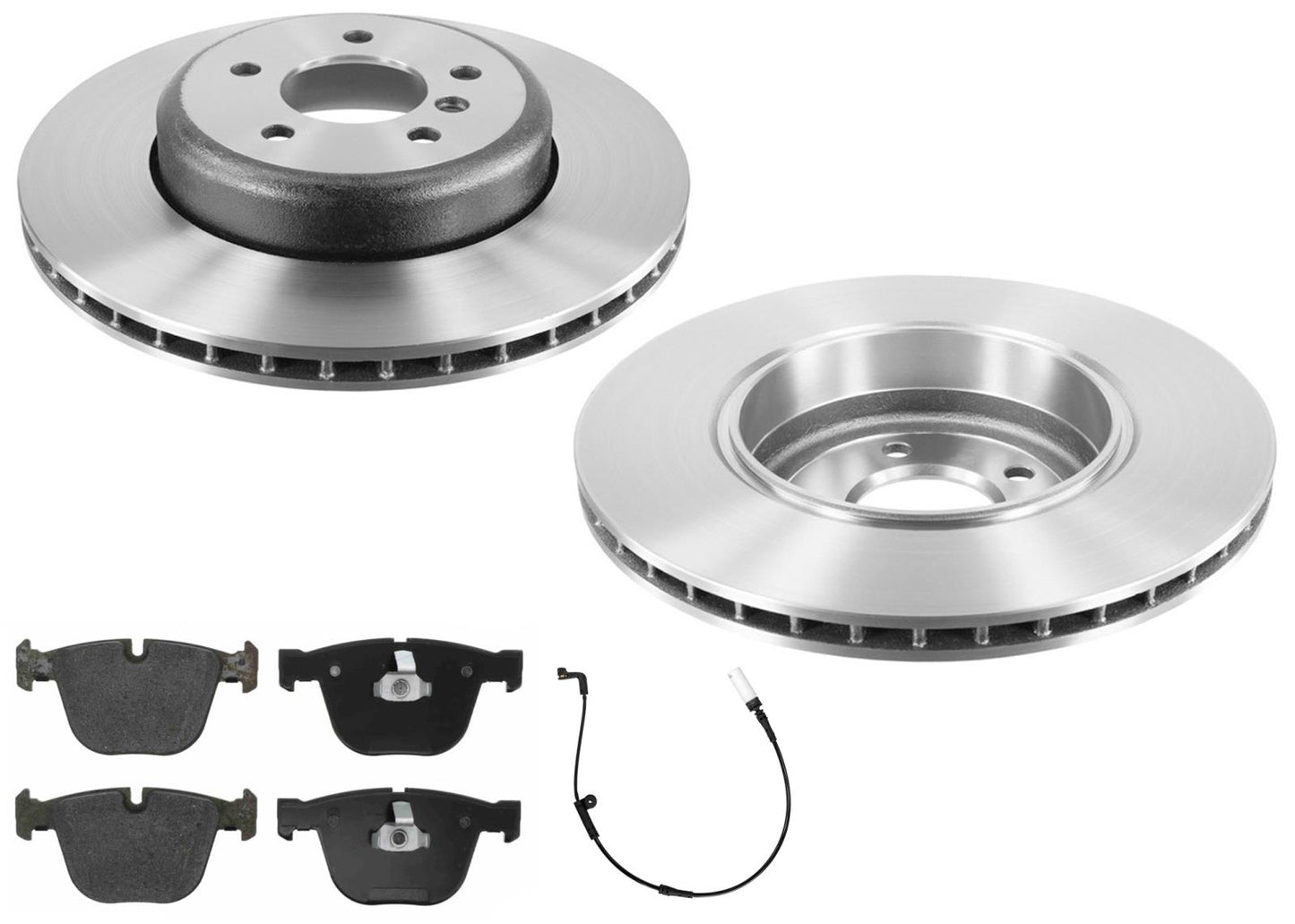 Rear Carbon Coated Rotors EPS Brake Pads & Wear Sensor For BMW 535i 2008-2010
