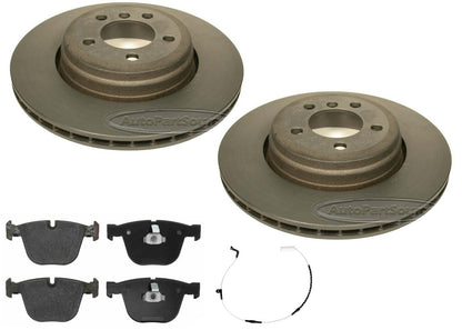 Rear Carbon Coated Rotors EPS Brake Pads & Sensor For BMW 745i 2002 2003 2005