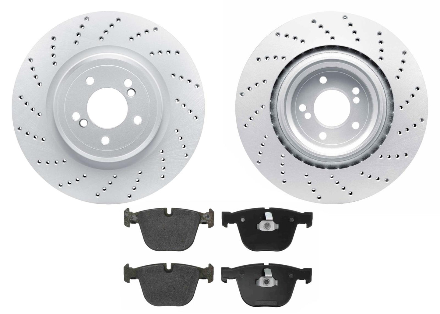 Rear GEO Drilled Coated Rotors & EPS Brake Pads For BMW M5 2006 2007 2008 2010