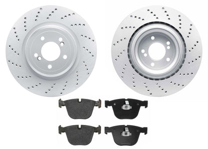 Rear GEO Drilled Coated Rotors & EPS Brake Pads For BMW M5 2006 2007 2008 2010