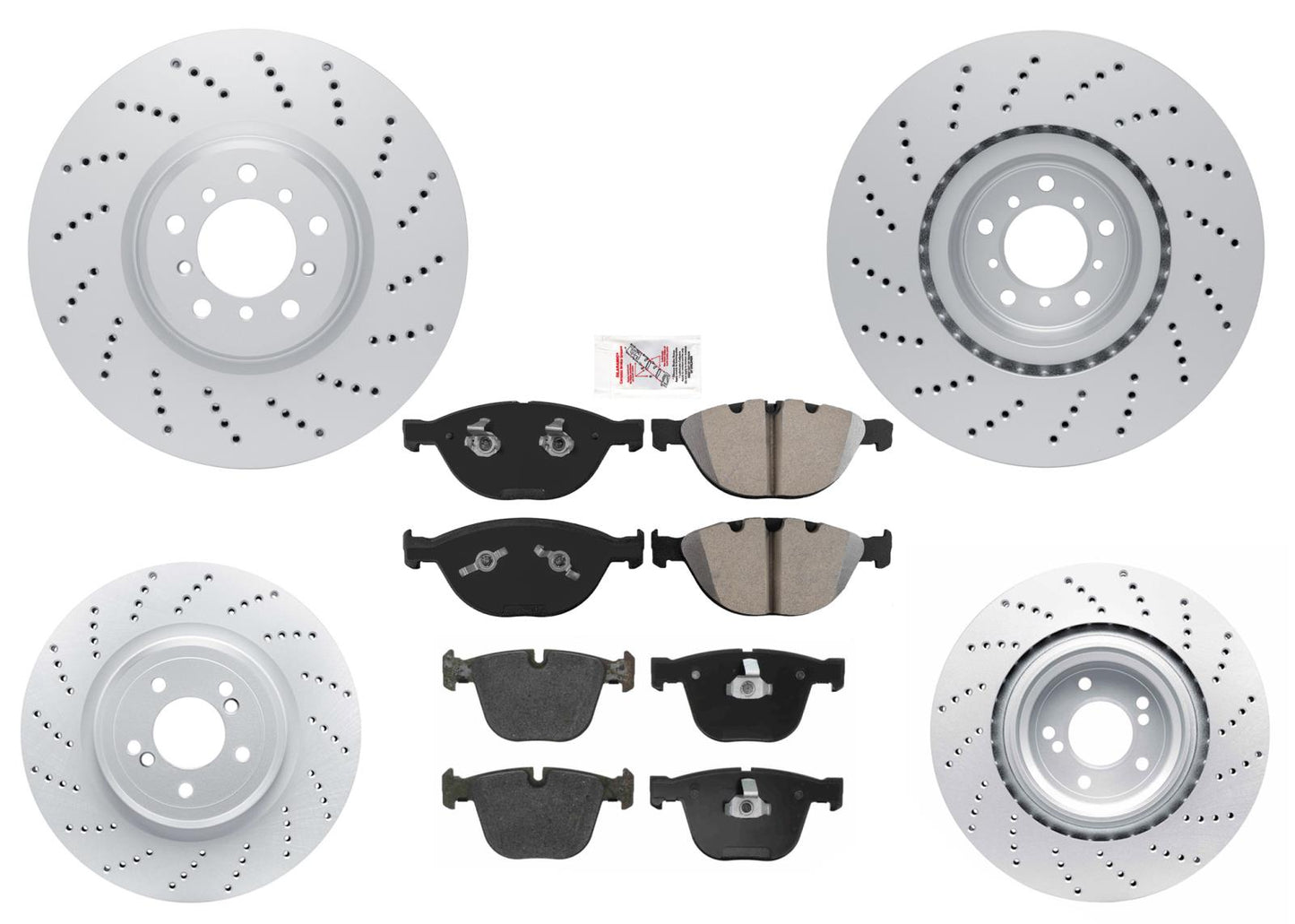 Front & Rear GEO Drilled Coated Rotors & EPS Brake Pads For BMW M5 2006-2010