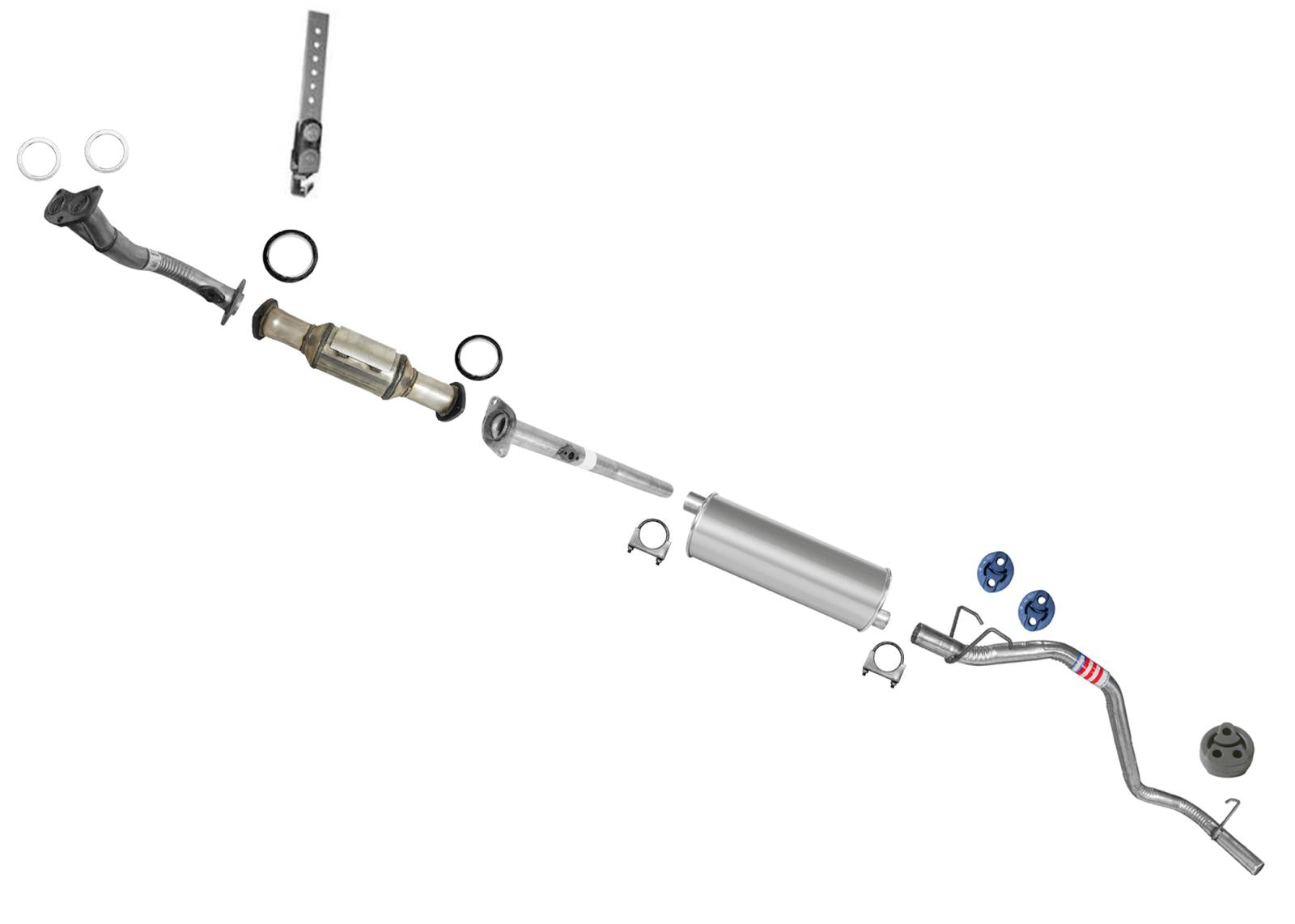 Tubo de escape del silenciador medio del convertidor trasero para Toyota Tacoma 2.7L Regular Cab 95-99