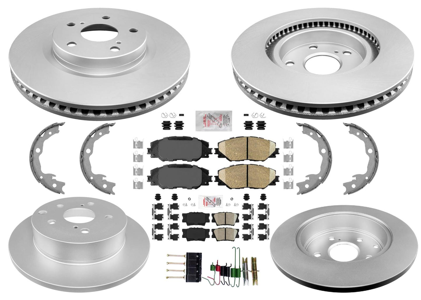 Coated Disc Brake Rotors & Pads for Toyota Rav4 06-18 w/ 3rd Row Seating 296MM