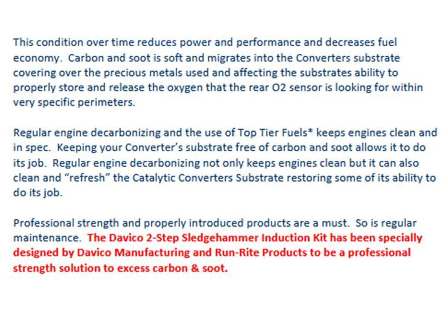Decarbonization Catalytic Converter Fuel System Rapid Induction Deposit Cleaner