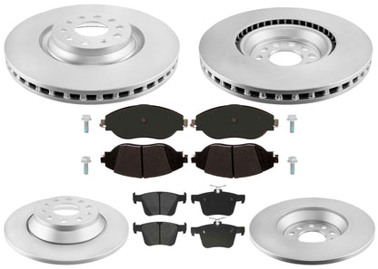 340MM Front & 300MM Rear Coated Rotors & EPS Brake Pads For Tiguan 2018-2024