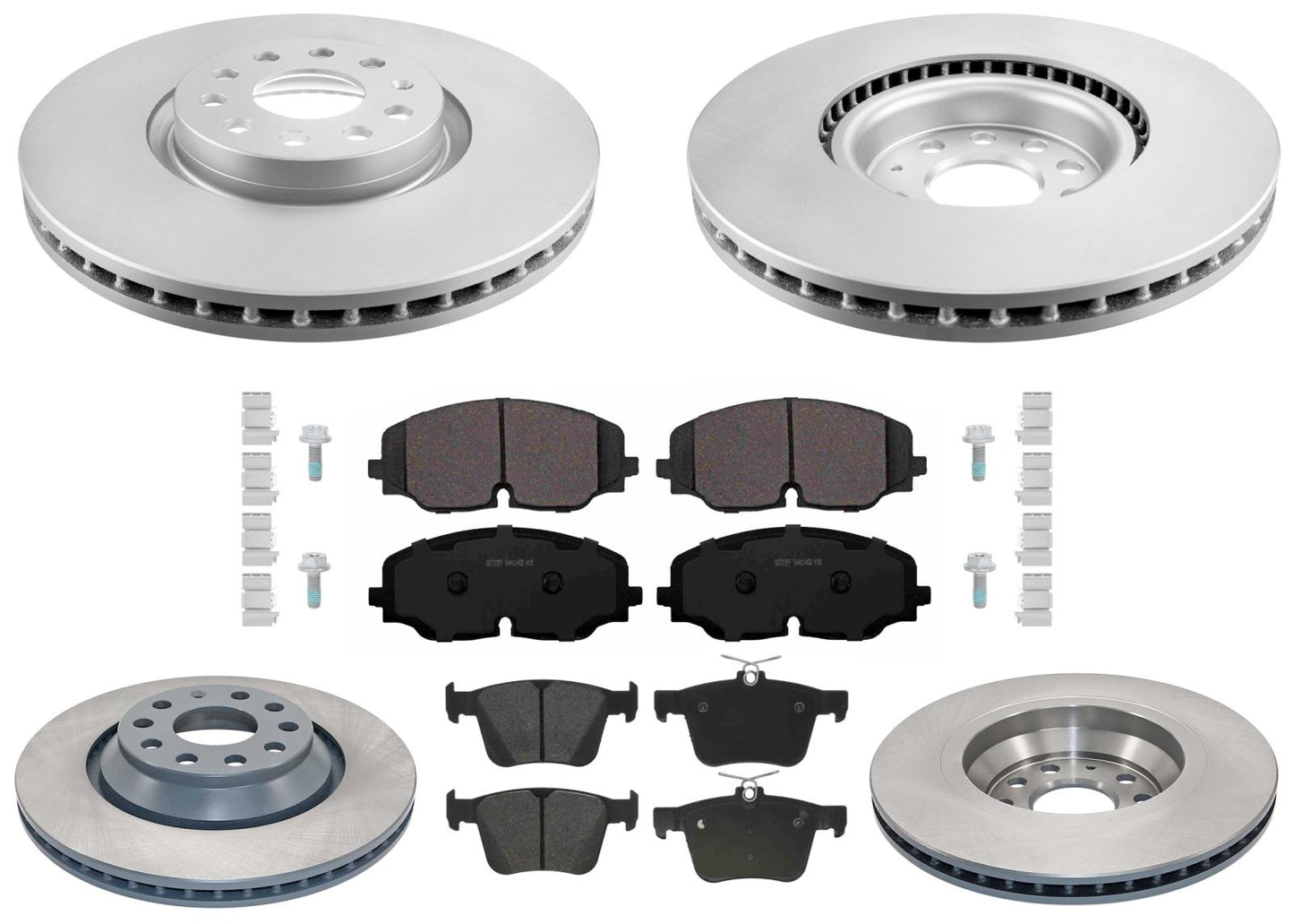 Front & Rear GEO Coated Rotors & EPS Brake Pads For Volkswagen Atlas 2018-2024