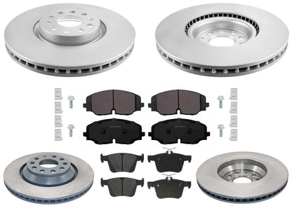 Front & Rear GEO Coated Rotors & EPS Brake Pads For Volkswagen Atlas 2018-2024