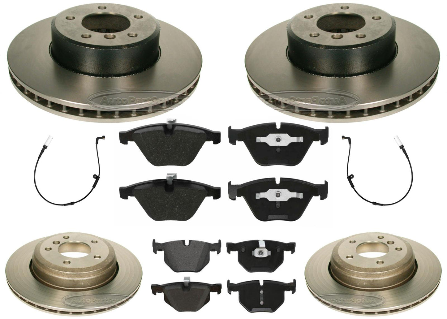 Front & Rear Carbon Coated Rotors EPS Brake Pads For 525i 04-07 Automatic Trans