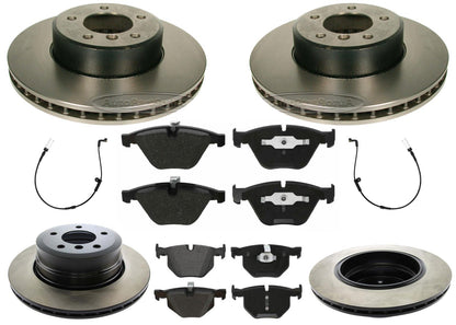 Front & Rear Carbon Coated Rotors EPS Brake Pads & Sensor For 525XI 2006 2007