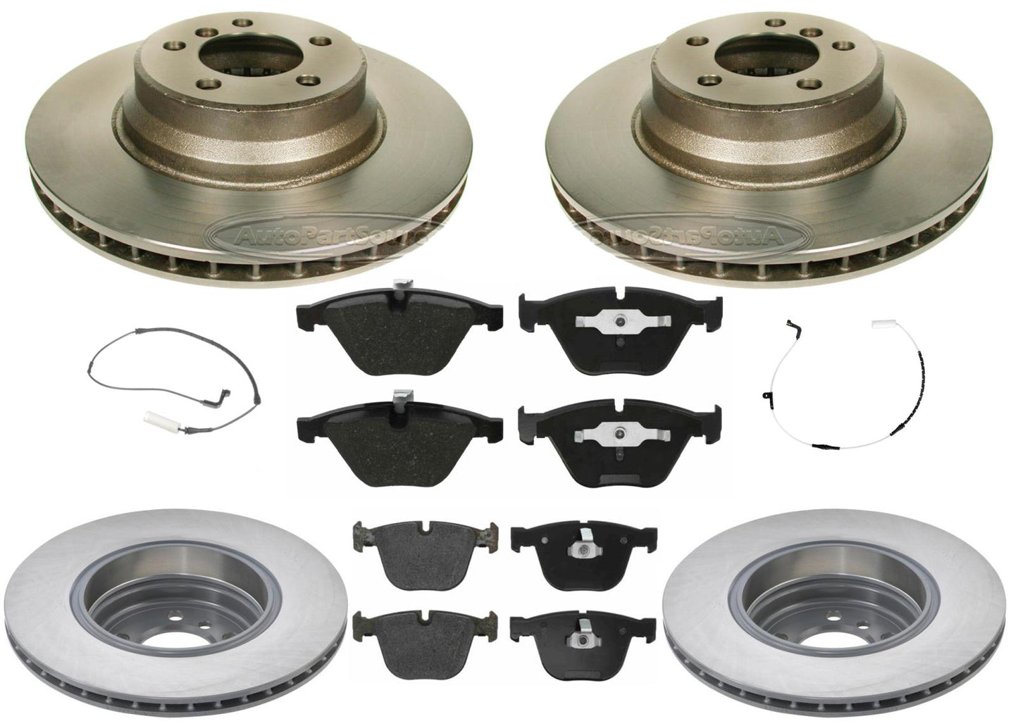 Front & Rear Carbon Coated Rotors EPS Brake Pads & Sensor For BMW 760Li 06-2008