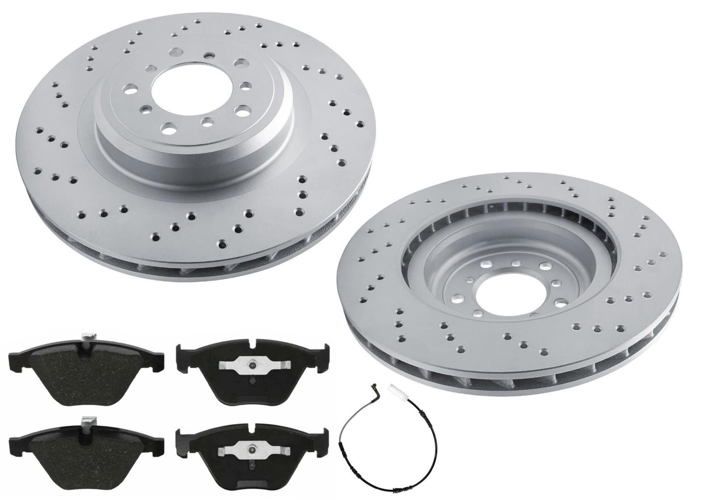 Front GEO Coated Rotors EPS Brake Pads & Sensor For BMW M3 2008 2009 2010 2013
