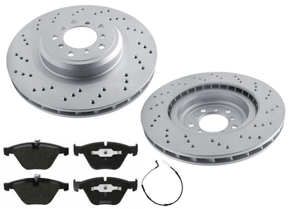 Front GEO Coated Rotors EPS Brake Pads & Sensor For BMW M3 2008 2009 2010 2013