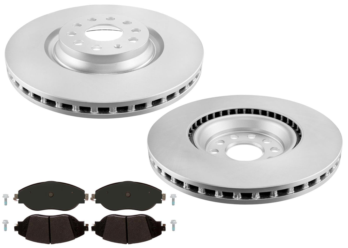 Front GEO Coated Rotors & EPS Brake Pads For Volkswagen Tiguan 2018 2020 2024