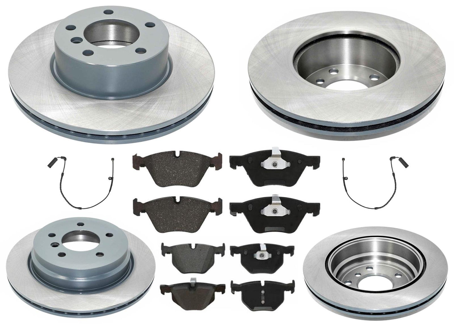 Front & Rear GEO Coated Rotors & EPS Brake Pads For BMW 328xi 2007