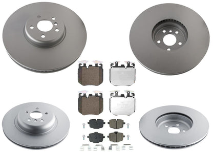 Front & Rear GEO Coated Rotors & EPS Brake Pads For 540i 20-23 W/ Blue Calipers