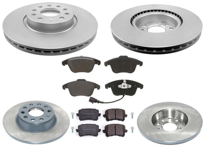 Front & Rear GEO Coated Rotors & EPS Brake Pads For Volkswagen Tiguan 2009-2017