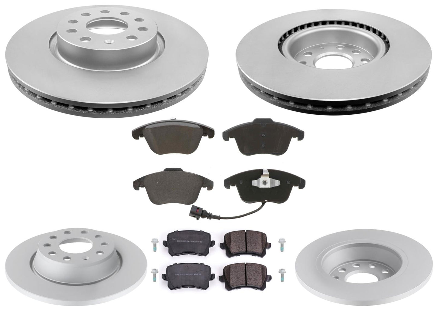 Front & Rear GEO Coated Rotors & EPS Brake Pads For Audi Q3 Quattro 2015