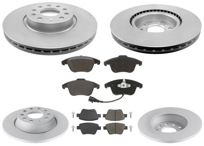 Front & Rear GEO Coated Rotors & EPS Brake Pads For Volkswagen Passat 2012-2015