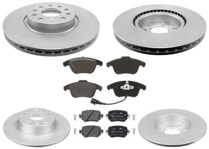 Front & Rear GEO Coated Rotors & EPS Brake Pads For Volkswagen Passat 2016-2021