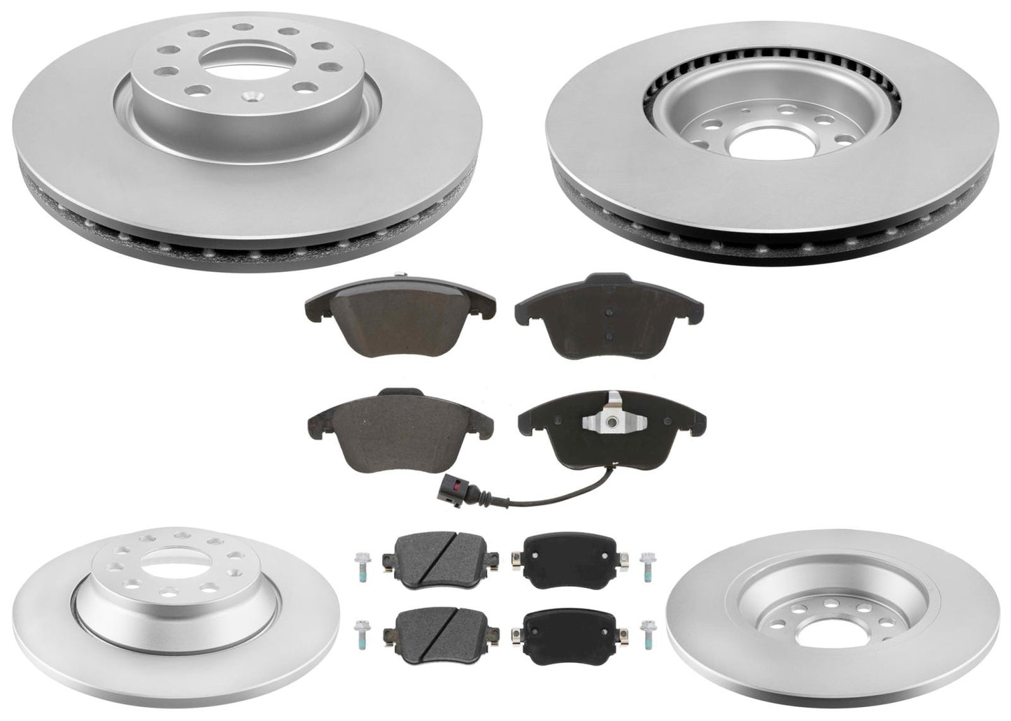 Front & Rear GEO Coated Rotors & EPS Brake Pads For Audi Q3 Quattro 2016-2018