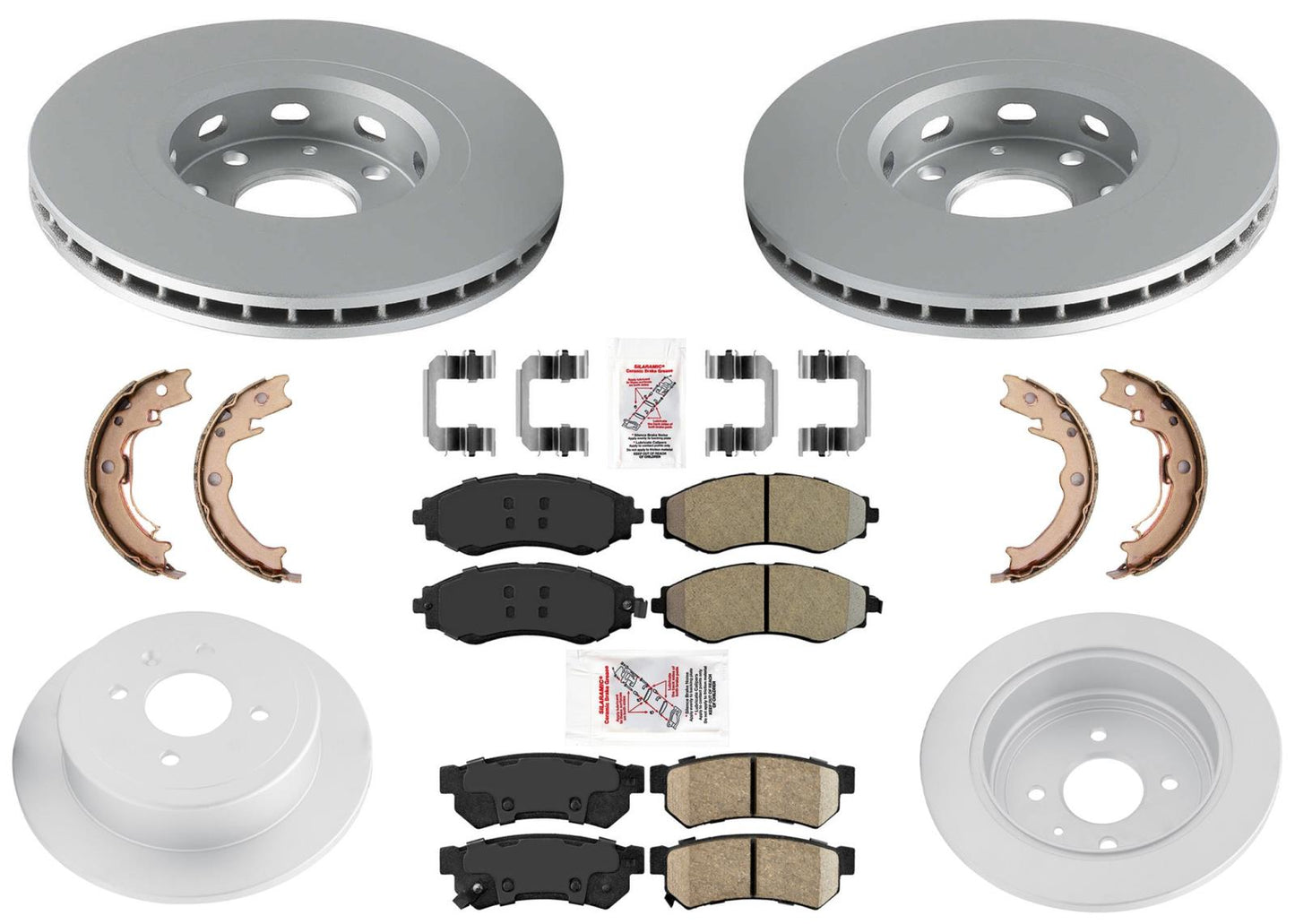 Front Improved Coated Brake Rotors & Brake Pads for Chevrolet Spark EV 2014-2016