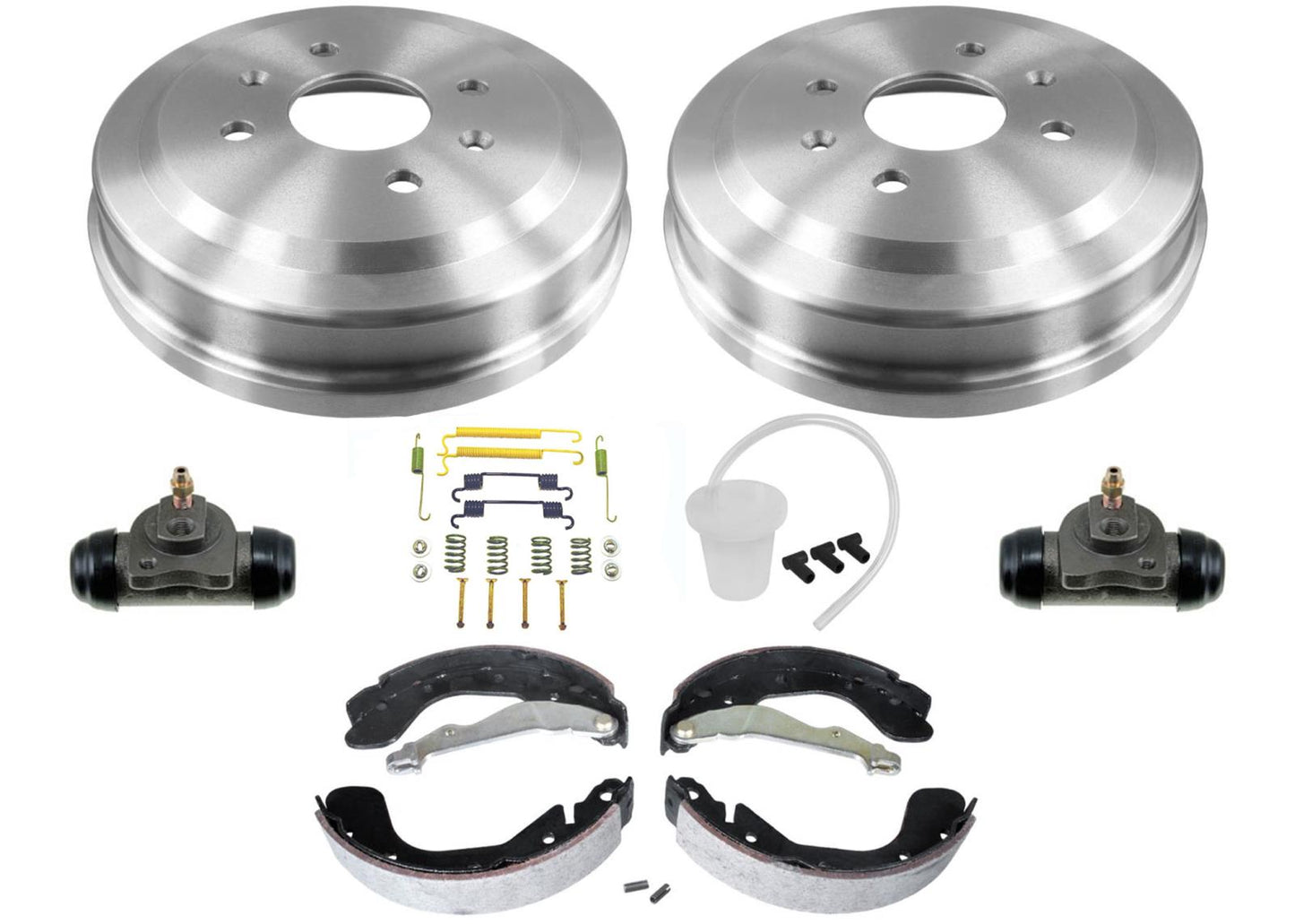 Rear Brake Drums Shoes Hardware w Cylinders for Chevrolet Aveo Aveo5 2004-2018