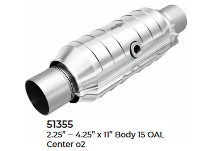 Universal Catalytic Converter EPA Approved 2.25" x 15.0 OAL 4.25" OD Made in USA