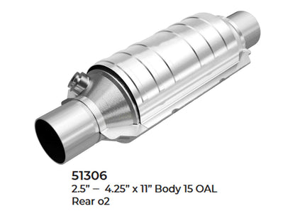Universal Catalytic Converter EPA Approved 2.50" x 15.0 OAL 4.25" OD Made in USA