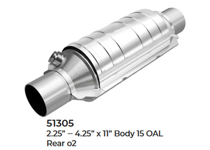 Universal Catalytic Converter EPA Approved 2.25" x 15.0 OAL 4.25" OD Made in USA