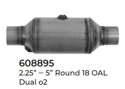 2 Universal Catalytic Converter EPA Approved 2.25" x 18.0 OAL 5" OD Made in USA