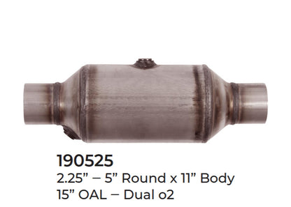 Universal Catalytic Converter EPA Approved 2.25" x 15.0 OAL 5" OD Made in USA