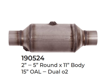 2 Universal Catalytic Converter EPA Approved 2.00" x 15.0 OAL 5" OD Made in USA
