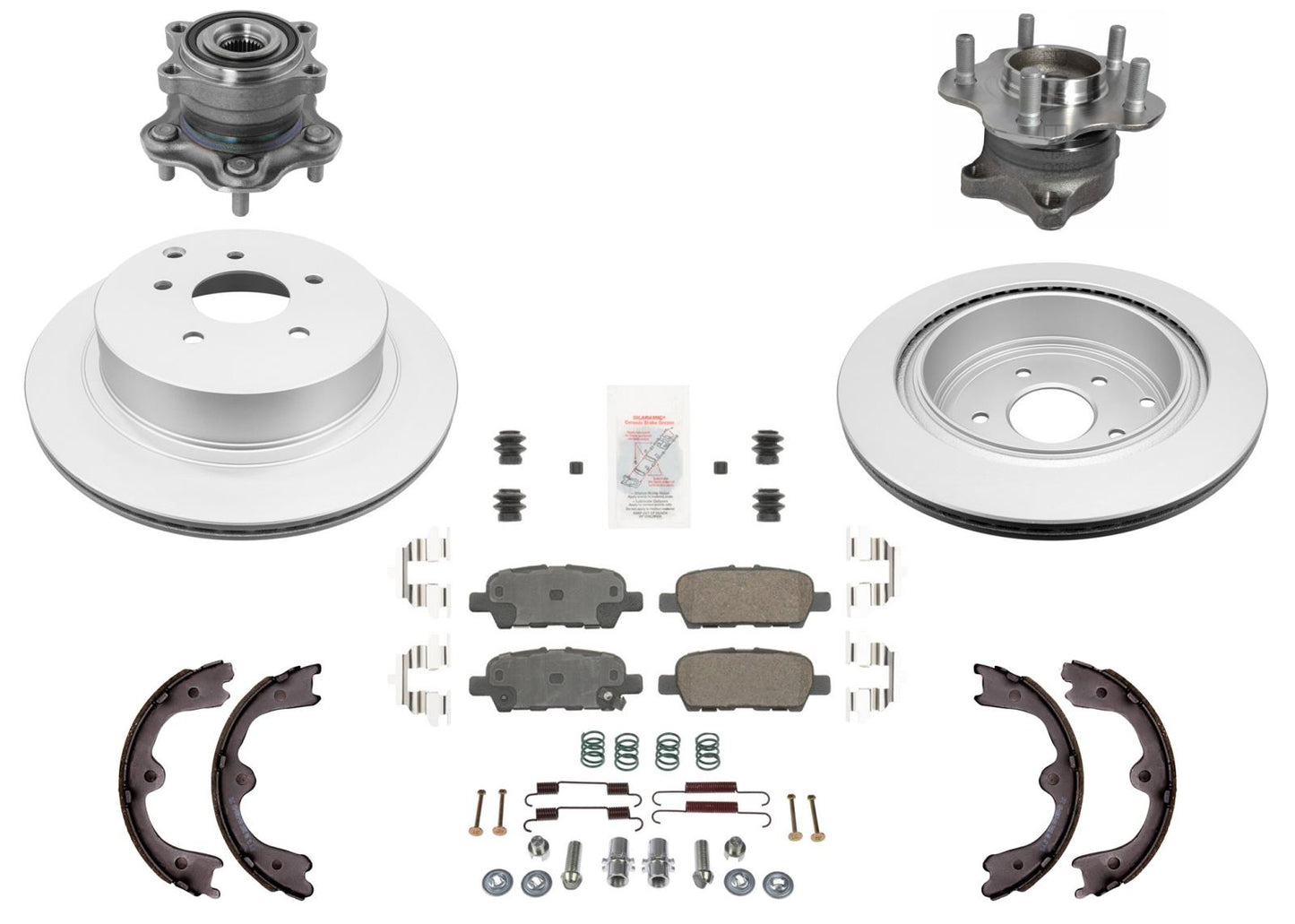 Rear Wheel Hub Bearings & Brake Rotors for Nissan Murano 03-07 All Wheel Drive
