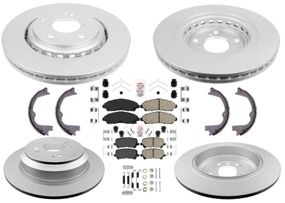 Front & Rear Coated Disc Brake Rotors & Pads for Honda Pilot 2016 2020 2021 2022