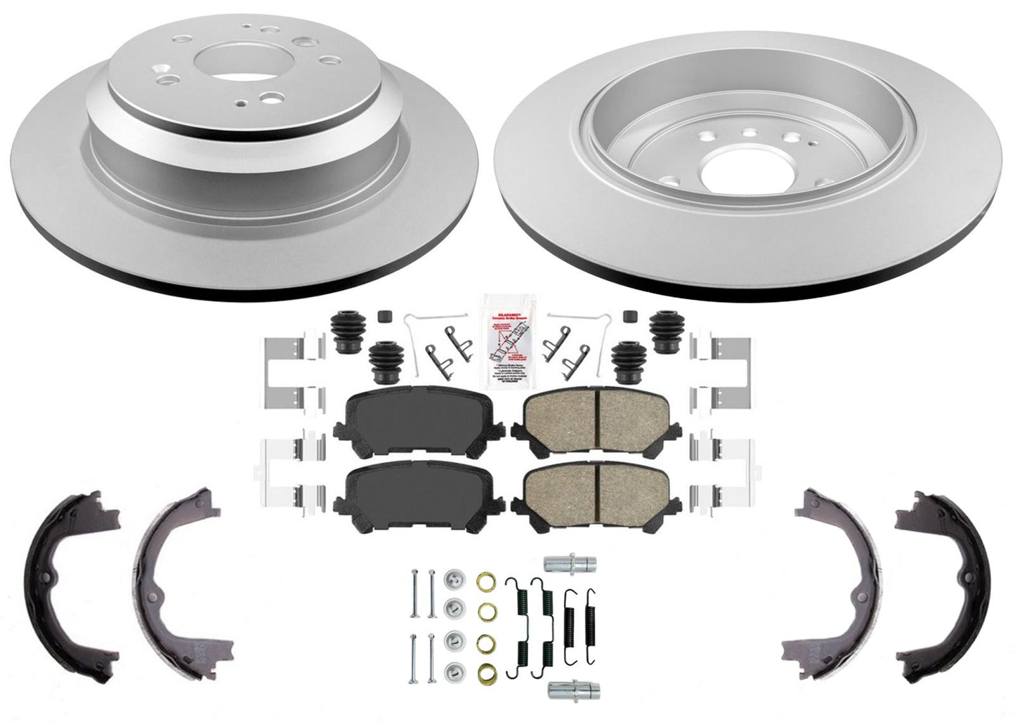 Rear Coated Disc Brake Rotors & Pads Parking Shoe for Honda Pilot 2016 2020 2022