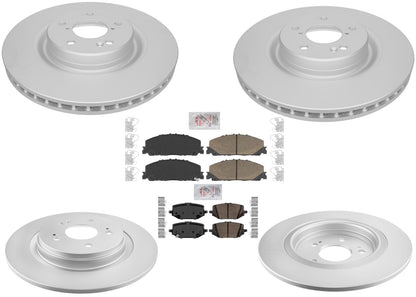 Front & Rear Coated Disc Brake Rotors & Pads for Honda Pilot 2023 2024 2025