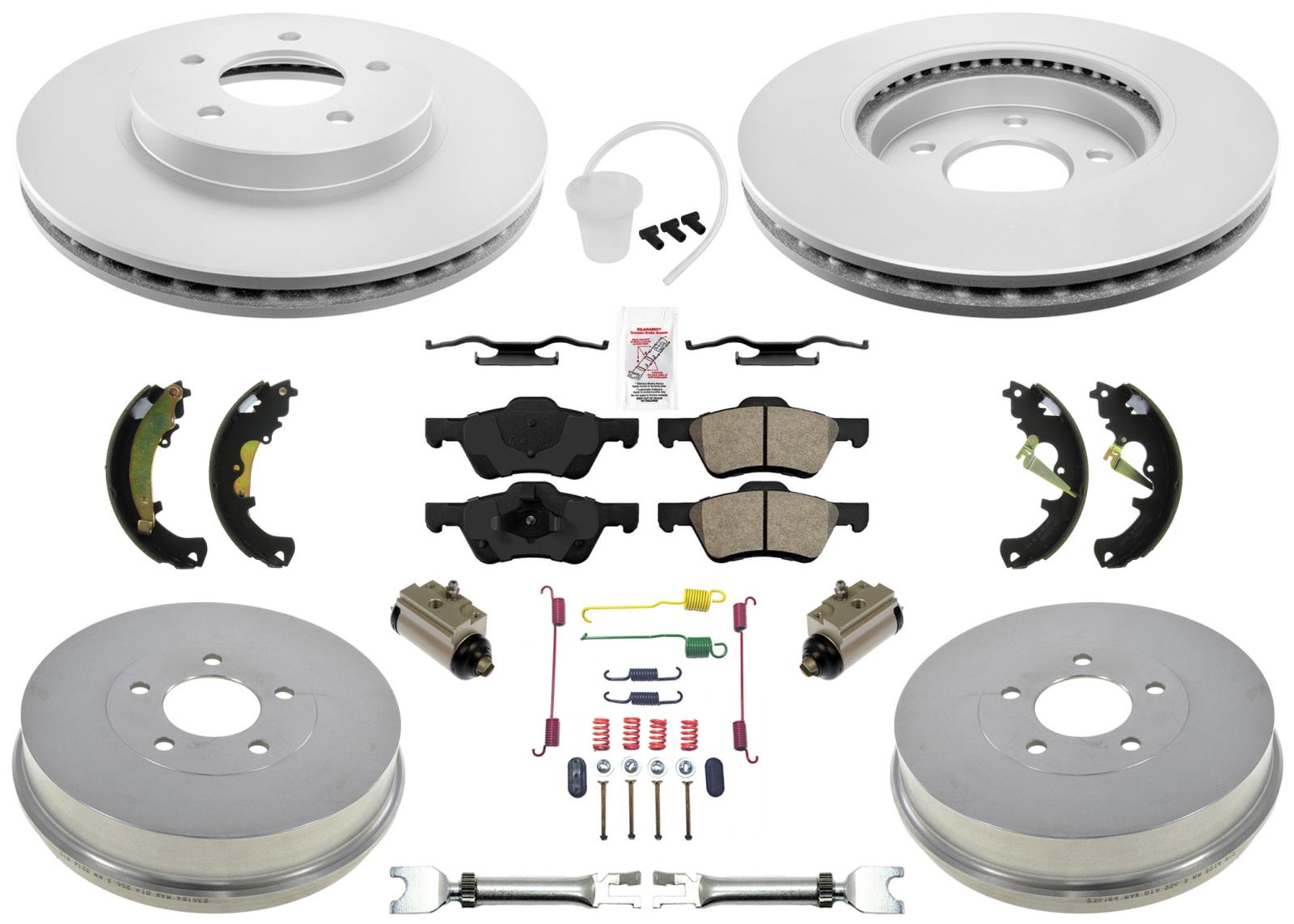 Front Disc Brake Rotors Rear Drums Shoes Cylinders For Ford Escape 2011-2012