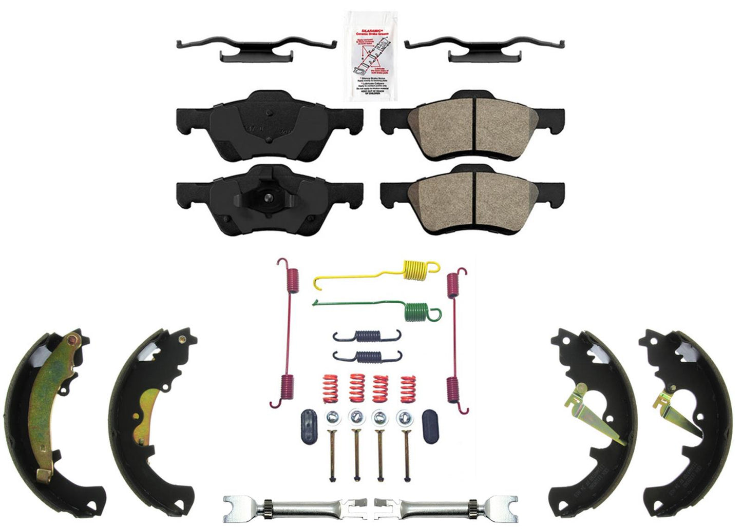 Front Disc Brake Pads Rear Brake Shoes Hardware For Ford Escape 2011-2012