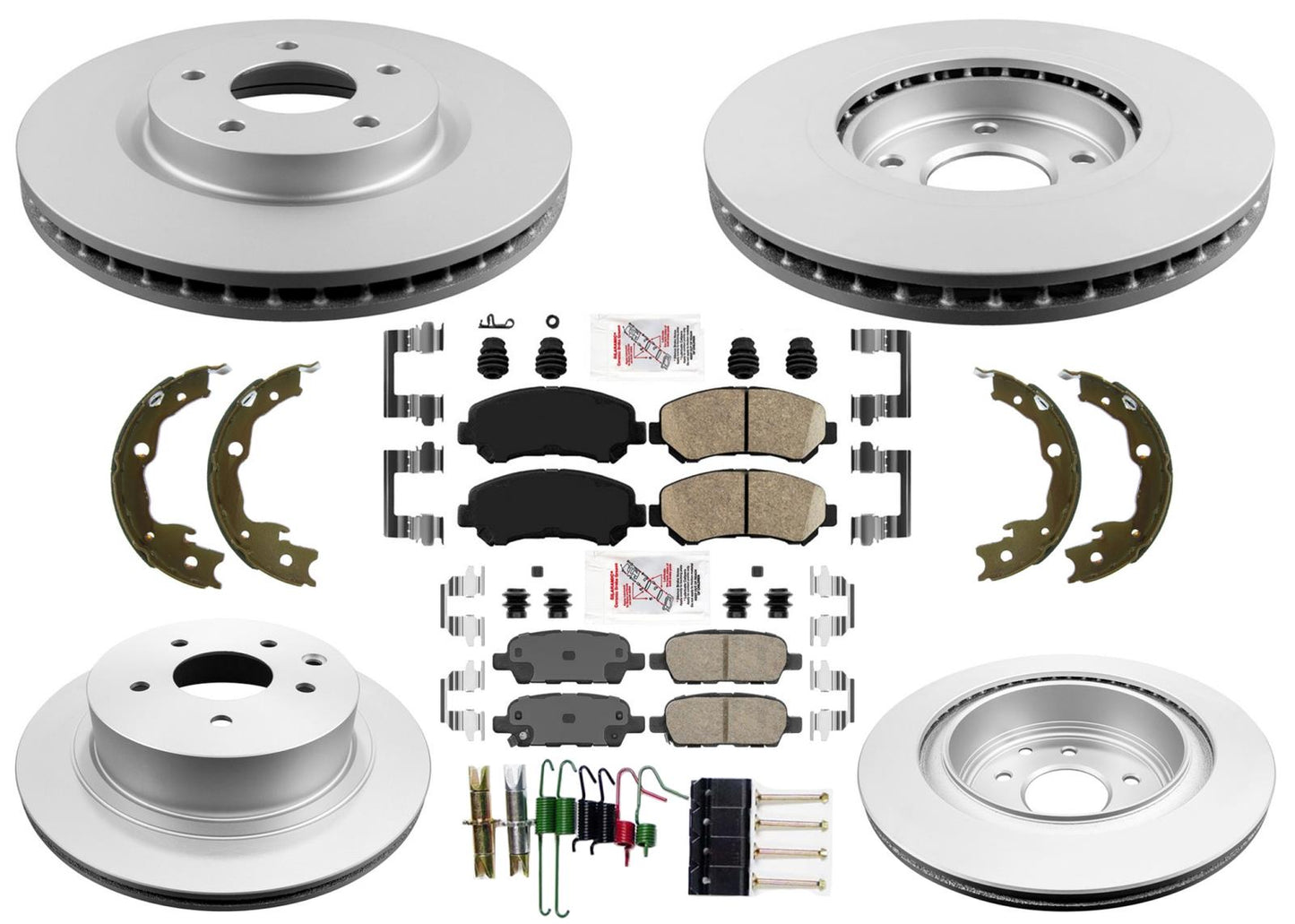 Front Rear Coated Disc Brake Rotors & Pads for Nissan Rogue 2008 2010 2012 2013