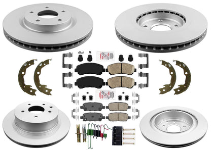 Front Rear Coated Disc Brake Rotors & Pads for Nissan Rogue 2008 2010 2012 2013