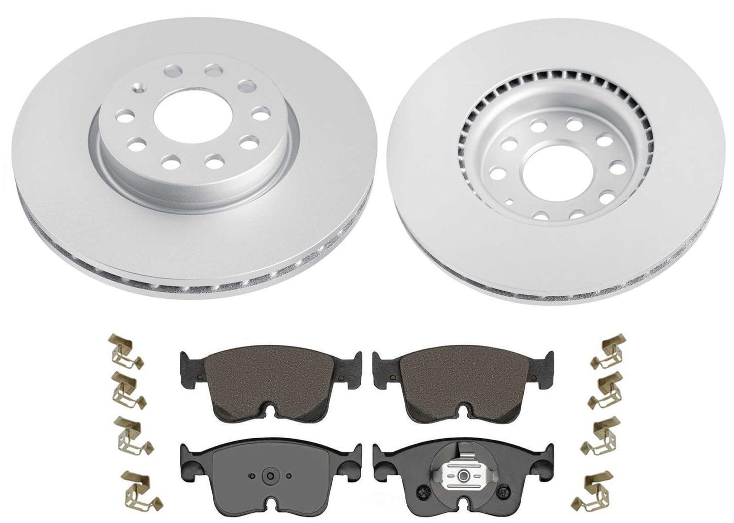 Front GEO Coated Rotors & EPS Brake Pads For Audi A3 A3 Quattro 2022 2023 2025