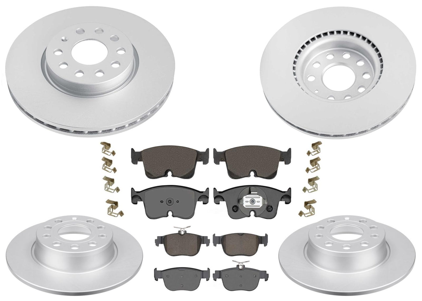 Ft & Rr GEO Coated Rotors & EPS Brake Pads For Audi A3 A3 Quattro 2022 2023 2025